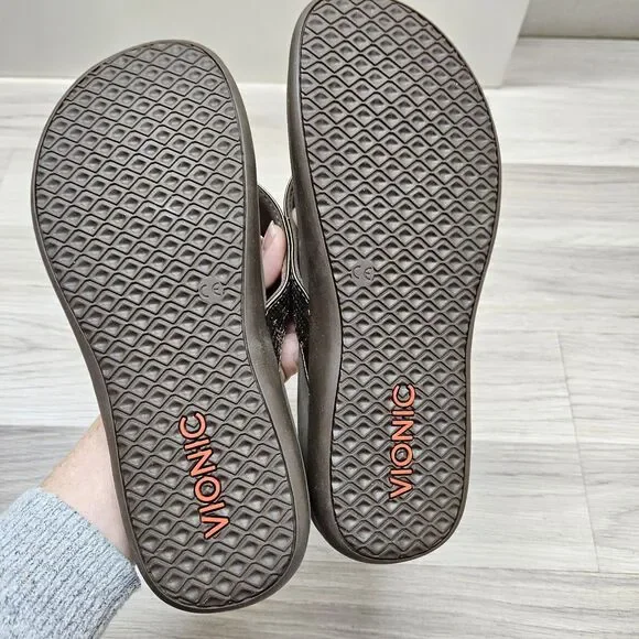 Vionic Womens Bronze Tide Sequins Sandal Size 9 Casual Flip Flop Sparkle - Picture 8 of 8